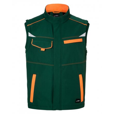 James&Nicholson LEVEL-2 softshell mellény JN852 dark-green/orange 3XL