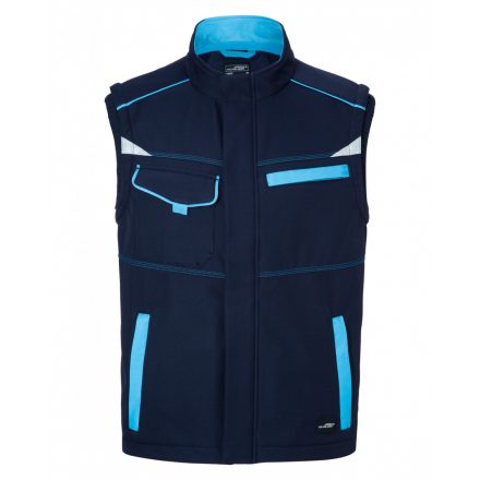 James&Nicholson LEVEL-2 softshell mellény JN852 navy/turquoise 3XL