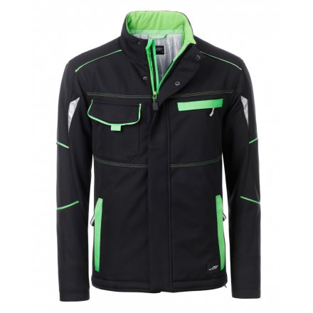 James&Nicholson LEVEL-2 bélelt softshell dzseki JN853 black/lime-green 3XL