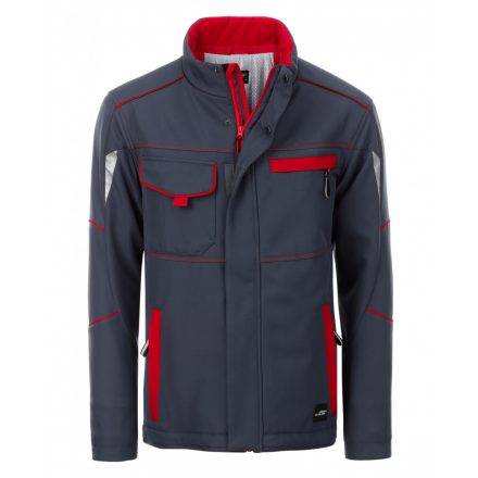 James&Nicholson LEVEL-2 bélelt softshell dzseki JN853 carbon/red 3XL