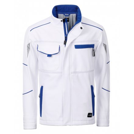 James&Nicholson LEVEL-2 bélelt softshell dzseki JN853 white/royal 3XL