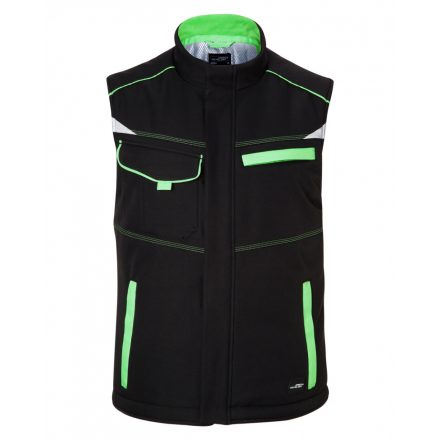 James&Nicholson LEVEL-2 bélelt softshell mellény JN854 black/lime-green 3XL