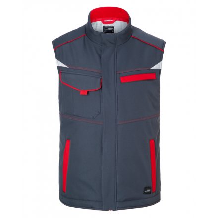 James&Nicholson LEVEL-2 bélelt softshell mellény JN854 carbon/red 3XL