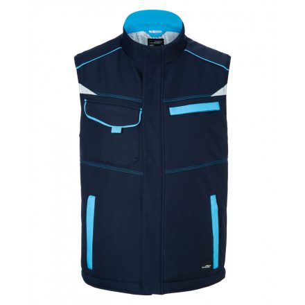 James&Nicholson LEVEL-2 bélelt softshell mellény JN854 navy/turquoise 3XL