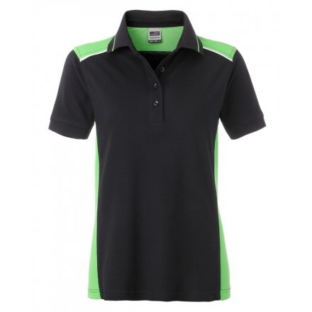 James&Nicholson Level-2 női galléros póló JN857 black/lime-green 3XL