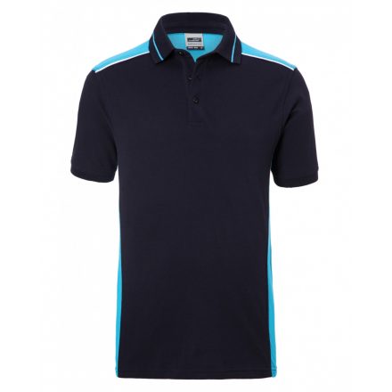 James&Nicholson Level-2 galléros póló JN858 navy/turquoise 3XL