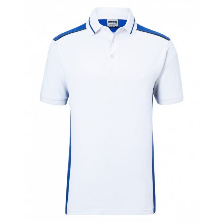 James&Nicholson Level-2 galléros póló JN858 white/royal 3XL