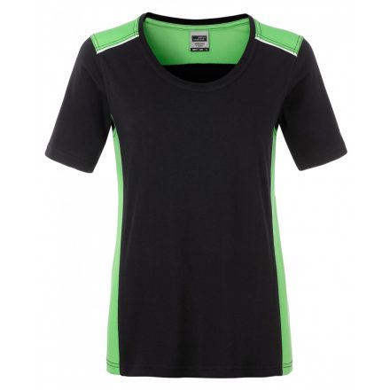 James&Nicholson Level-2 női kereknyakú póló JN859 black/lime-green 3XL