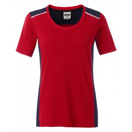 James&Nicholson Level-2 női kereknyakú póló JN859 red/navy 3XL