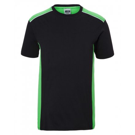 James&Nicholson Level-2 kereknyakú póló JN860 black/lime-green 3XL