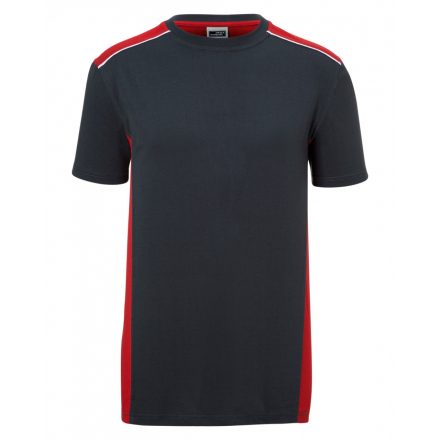 James&Nicholson Level-2 kereknyakú póló JN860 carbon/red XXL