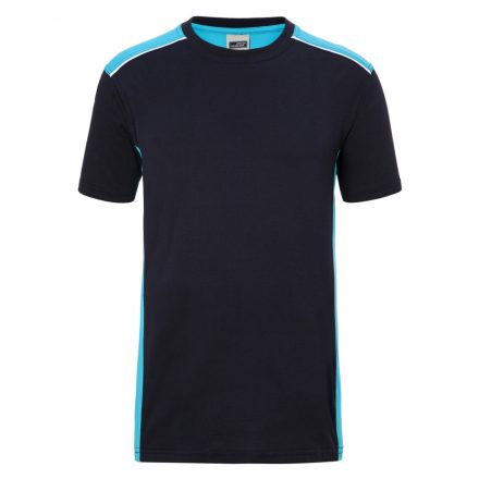 James&Nicholson Level-2 kereknyakú póló JN860 navy/turquoise 3XL