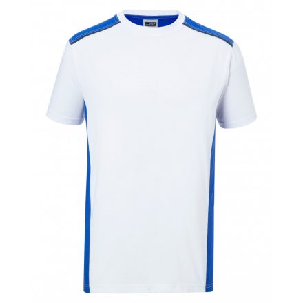 James&Nicholson Level-2 kereknyakú póló JN860 white/royal 3XL