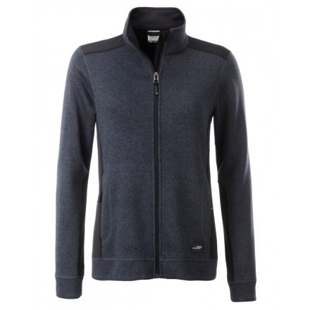 James&Nicholson Workwear Full-Zip női kötött polár pulóver JN861 carbon-melange/black 3XL