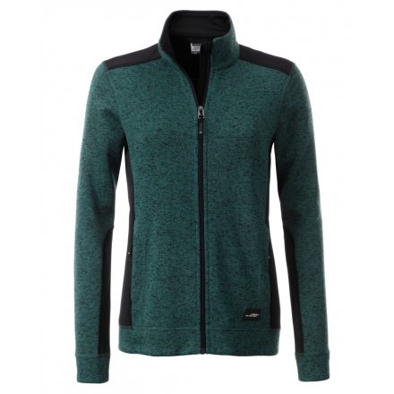 James&Nicholson Workwear Full-Zip női kötött polár pulóver JN861 dark-green-melange/black 3XL