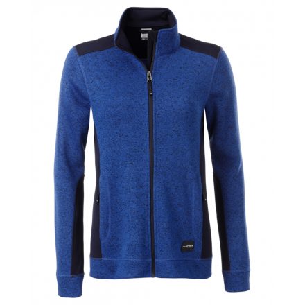 James&Nicholson Workwear Full-Zip női kötött polár pulóver JN861 royal-melange/navy L