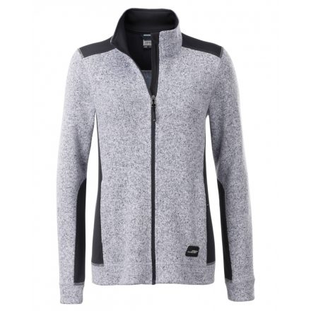 James&Nicholson Workwear Full-Zip női kötött polár pulóver JN861 white-melange/carbon 3XL