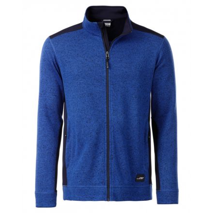 James&Nicholson Workwear Full-Zip kötött polár pulóver JN862 royal-melange/navy 3XL