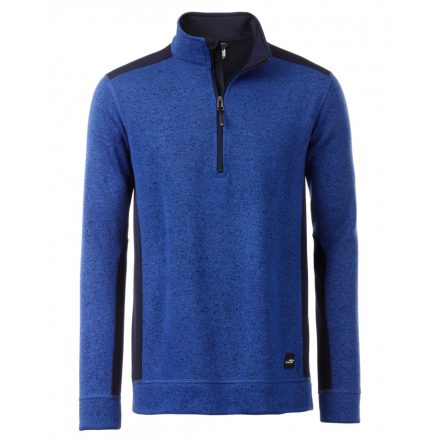 James&Nicholson Workwear Half-Zip kötött polár pulóver JN864 royal-melange/navy 3XL