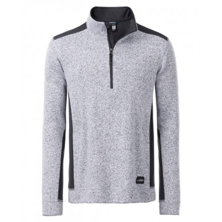 James&Nicholson Workwear Half-Zip kötött polár pulóver JN864 white-melange/carbon L