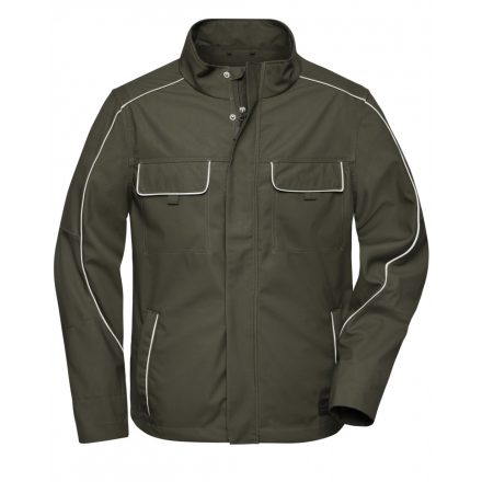 James&Nicholson SOLID vékony softshell munkadzseki JN882 olive 3XL