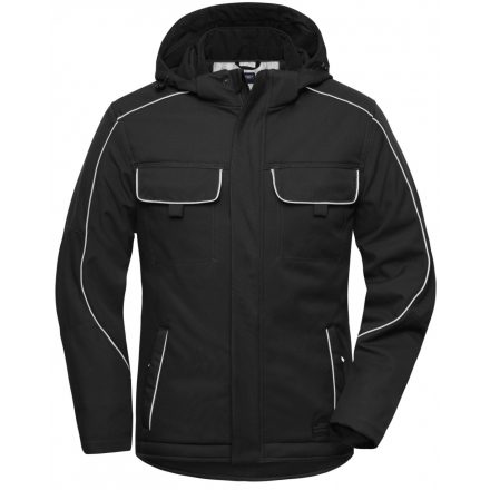 James&Nicholson SOLID bélelt softshell dzseki kapucnival JN886 black 3XL