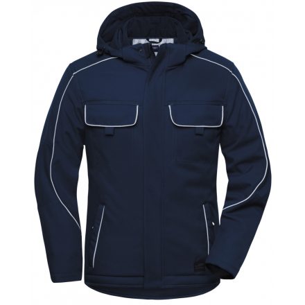 James&Nicholson SOLID bélelt softshell dzseki kapucnival JN886 navy 3XL