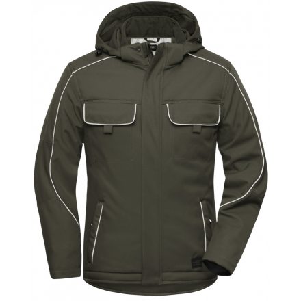 James&Nicholson SOLID bélelt softshell dzseki kapucnival JN886 olive L