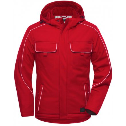 James&Nicholson SOLID bélelt softshell dzseki kapucnival JN886 red 3XL