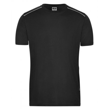 James&Nicholson SOLID munkapóló kontrasztos csíkkal JN890 black 4XL