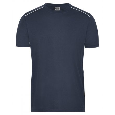 James&Nicholson SOLID munkapóló kontrasztos csíkkal JN890 navy 3XL