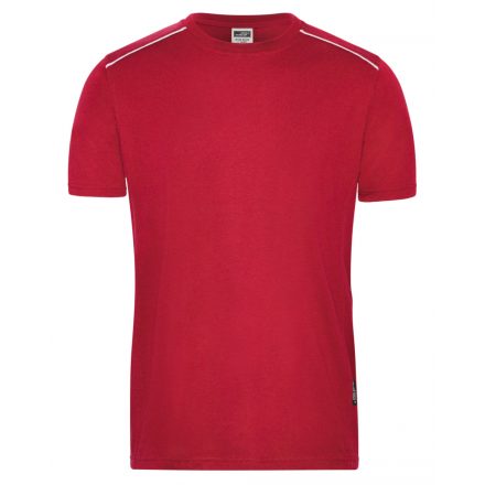 James&Nicholson SOLID munkapóló kontrasztos csíkkal JN890 red 4XL