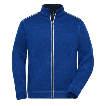 James&Nicholson SOLID kötött polár dzseki JN898 dark-royal-melange/navy 3XL