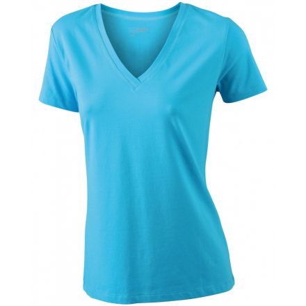 James&Nicholson J&N Ladies' Stretch V-T női póló JN928 turquoise XXL