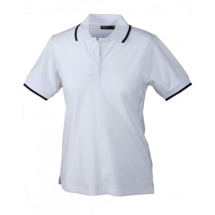 James&Nicholson J&N Ladies' Polo Tipping galléros póló JN934 white/navy L