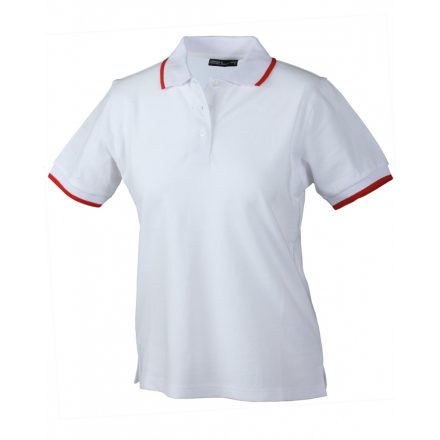 James&Nicholson J&N Ladies' Polo Tipping galléros póló JN934 white/red L