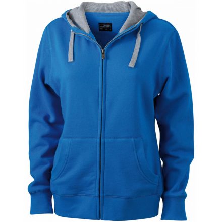 James&Nicholson Ladies' Lifestyle Zip-Hoody kapucnis pulóver JN962 cobalt/grey-heather L