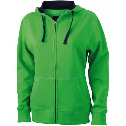 James&Nicholson Ladies' Lifestyle Zip-Hoody kapucnis pulóver JN962 green/navy L