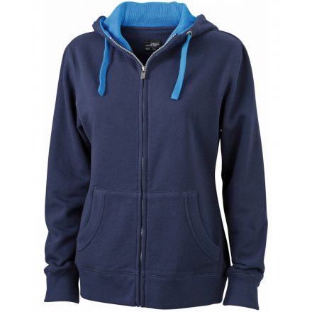 James&Nicholson Ladies' Lifestyle Zip-Hoody kapucnis pulóver JN962 navy/cobalt L