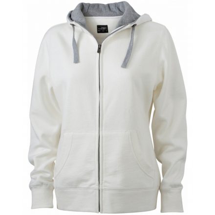 James&Nicholson Ladies' Lifestyle Zip-Hoody kapucnis pulóver JN962 off-white/grey-heather L