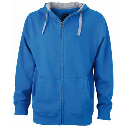 James&Nicholson Men's Lifestyle Zip-Hoody kapucnis pulóver JN963 cobalt/grey-heather 3XL