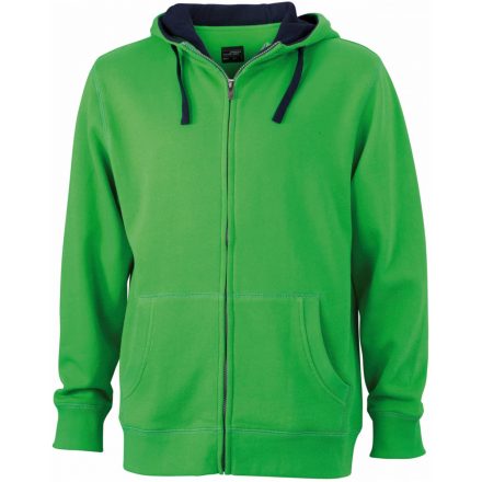 James&Nicholson Men's Lifestyle Zip-Hoody kapucnis pulóver JN963 green/navy 3XL