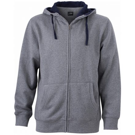 James&Nicholson Men's Lifestyle Zip-Hoody kapucnis pulóver JN963 grey-melange/navy 3XL