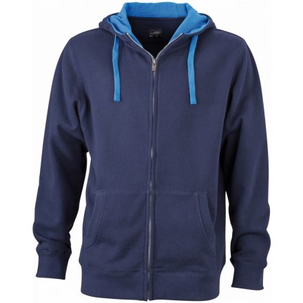 James&Nicholson Men's Lifestyle Zip-Hoody kapucnis pulóver JN963 navy/cobalt 3XL