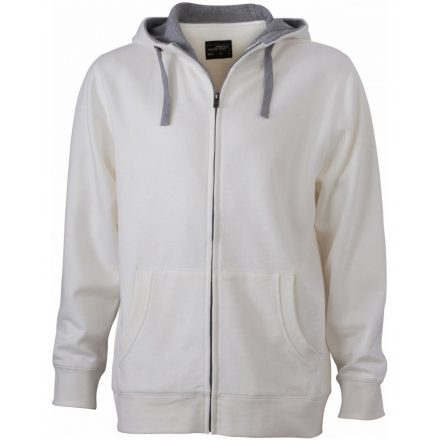 James&Nicholson Men's Lifestyle Zip-Hoody kapucnis pulóver JN963 off-white/grey-heather 3XL