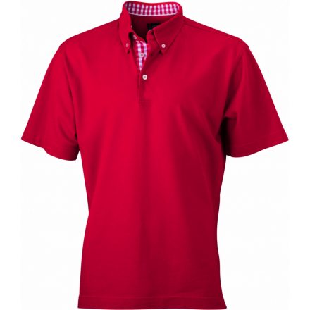 James&Nicholson Plain piké póló JN964 red/red-white 3XL