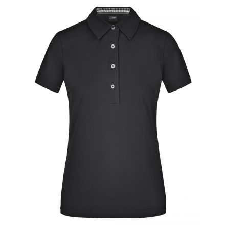 James&Nicholson Plain női piké póló JN969 black/black-white XXL