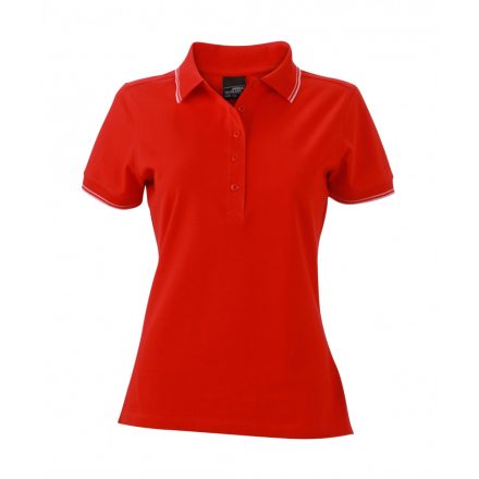 James&Nicholson J&N Ladies' Polo női galléros póló JN985 tomato/white L