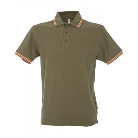 James Ross Paris Man galléros póló JR-99290 army-green/orange   katonazöld/narancs 3XL