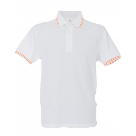 James Ross Paris Man galléros póló JR-99290 white/orange 3XL